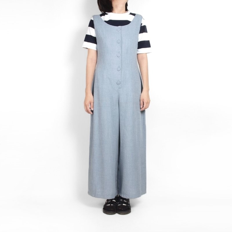 │moderato│欧美街头个性排扣古着连身裤│礼物.森林复古.女朋友.独特.文艺 - 女装长裤 - 其他材质 灰色