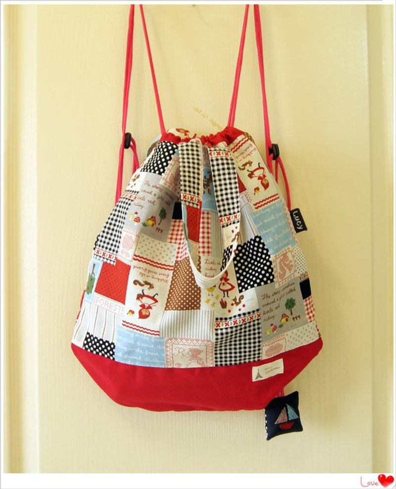 (客制化)两用抽绳后背包 - 侧背包/斜挎包 - 其他材质 红色