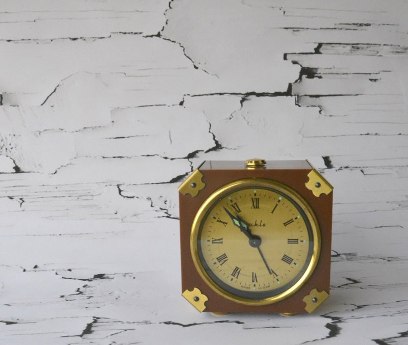 德国古董发条闹钟 东德制造地 Made in GDR - 时钟/闹钟 - 其他金属 金色