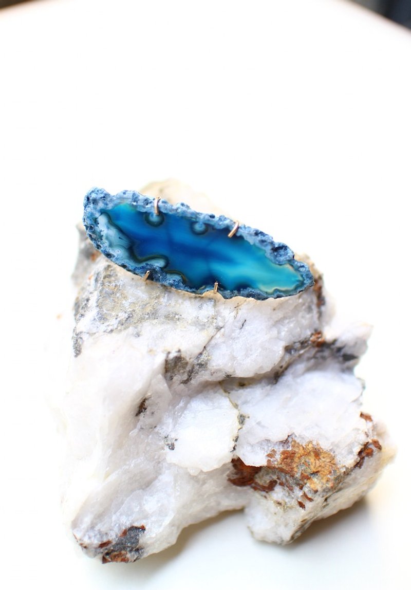 Moana 海蓝玛瑙戒指 | 天然石.矿石.原矿.限量手工 - 戒指 - 宝石 蓝色