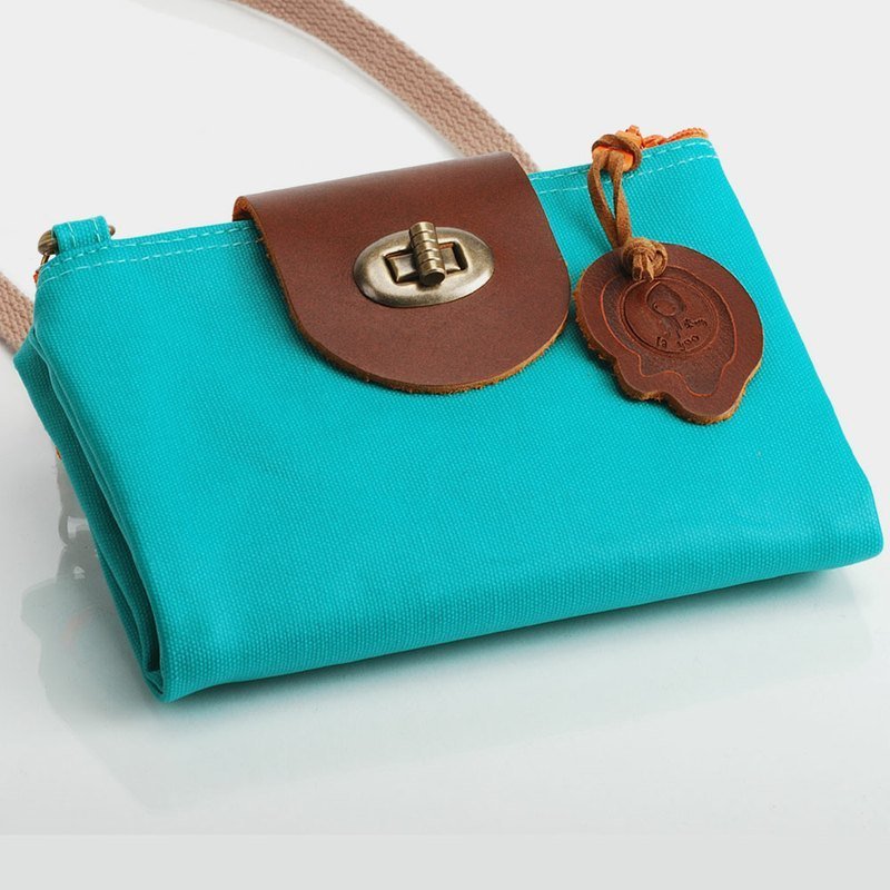 小旅行travel mate 湖水绿 [真皮*防水帆布,五合一收纳斜背包] - 侧背包/斜挎包 - 防水材质 绿色