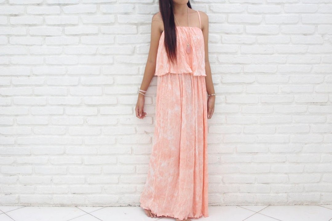 Frill camisole long dress <Pink> - 洋装/连衣裙 - 其他材质 粉红色