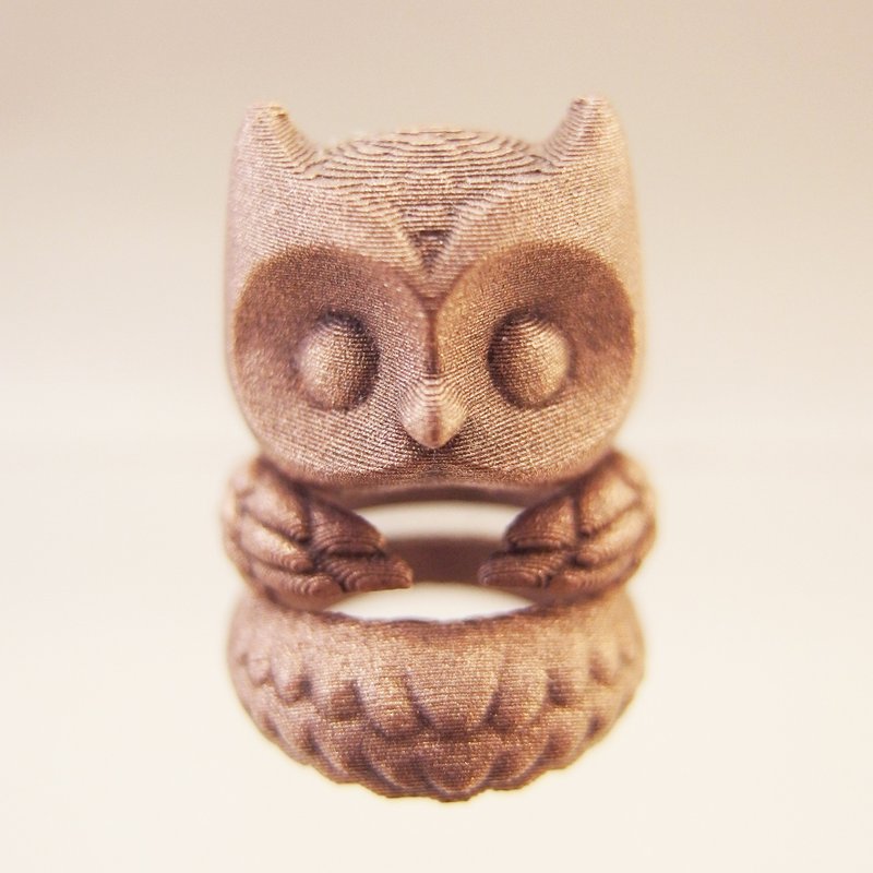 立体打印 ~ 猫头鹰三环戒指 - 戒指 - 其他金属 多色