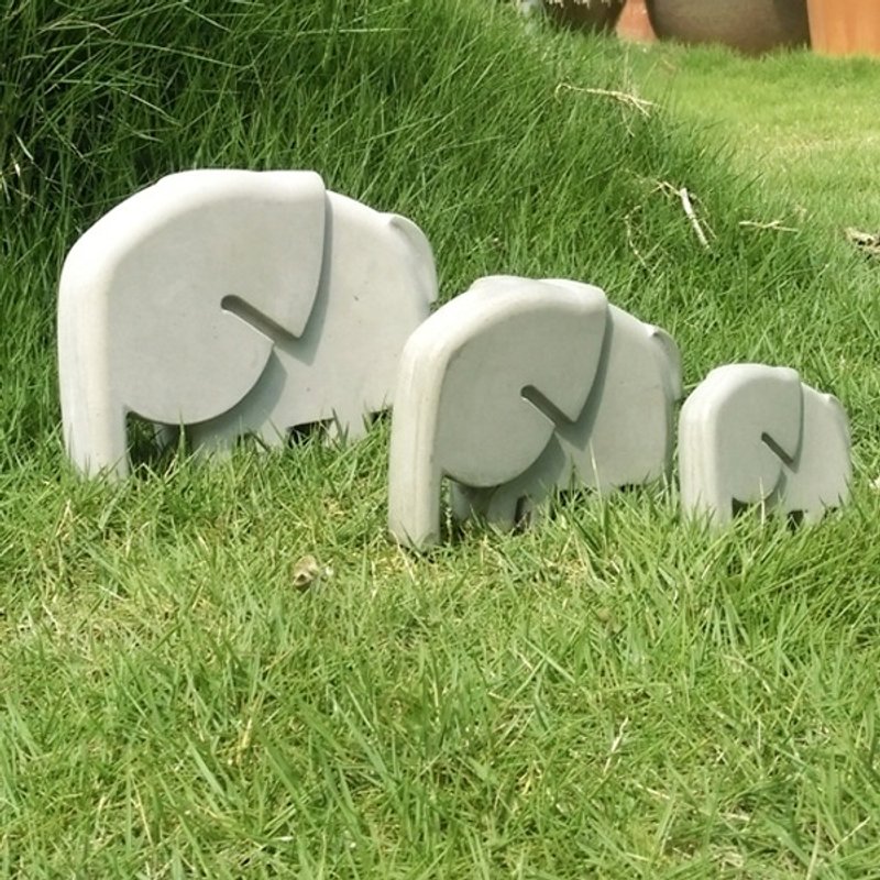 Greenology 水泥大象摆设 (一套三件) - 摆饰 - 水泥 灰色