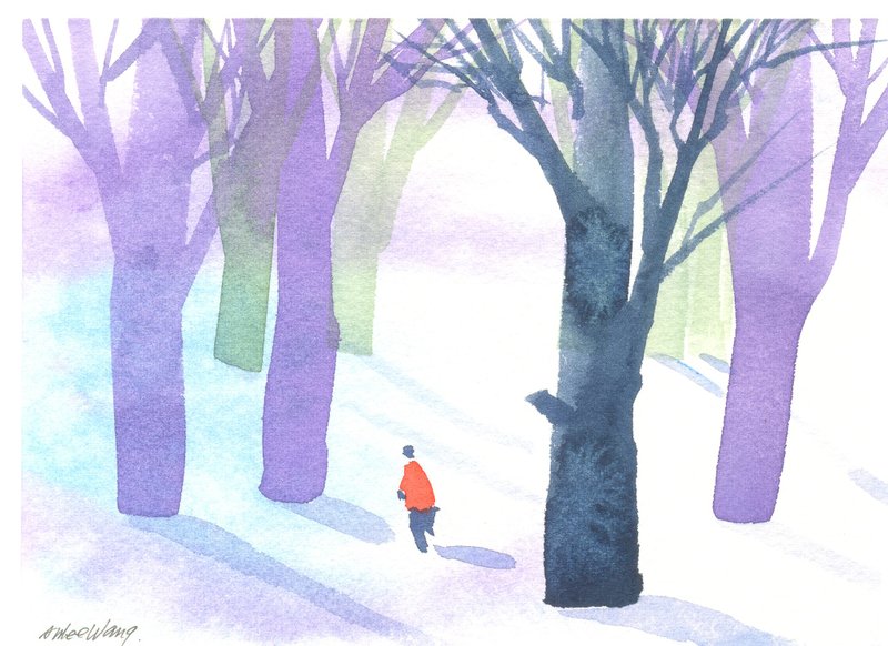 “疗愈系树林系列1-31”水彩手绘限量版明信片/贺卡 - 卡片/明信片 - 纸 紫色