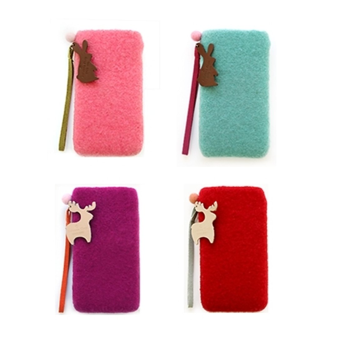 韩国Antenna Shop Pom Stand Pouch 羊毛 iPhone 4/S4/5/5S 立枕 保护套 手机套 圣诞 - 手机壳/手机套 - 羊毛 红色