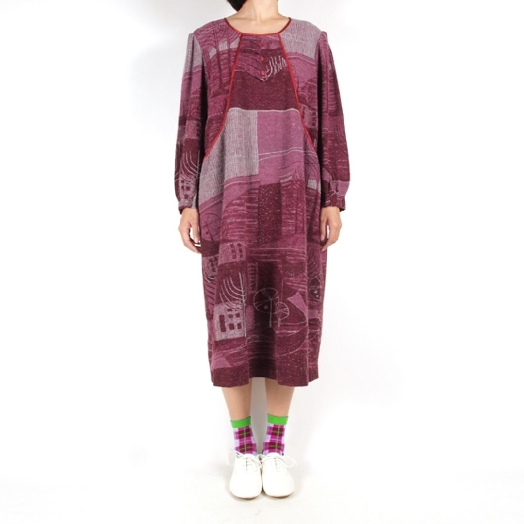 │moderato│风景画剪裁洋装│礼物.森林复古.女朋友.独特.文艺 - 洋装/连衣裙 - 其他材质 紫色