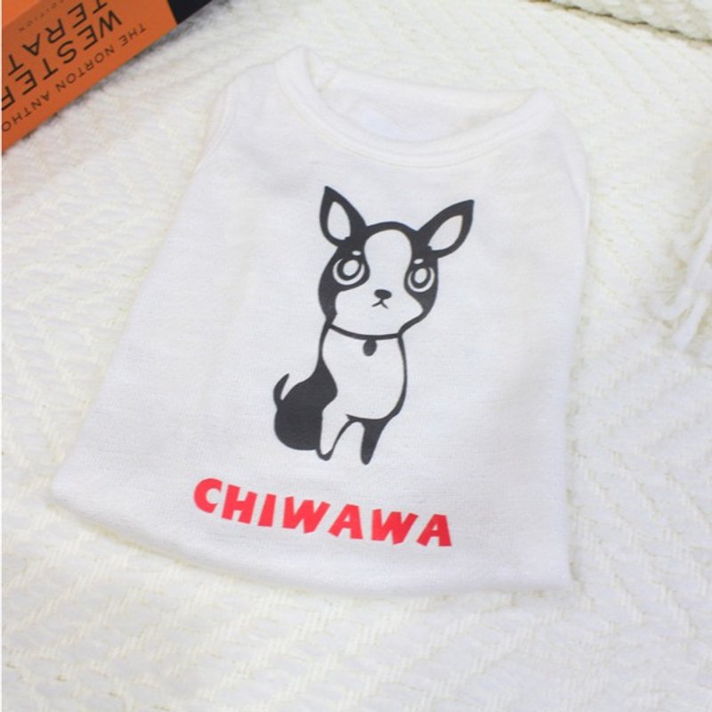 [毛孩姓名订做款] 吉娃娃A款 Chiwawa 反光衣(毛孩款) - 衣/帽 - 棉 白色
