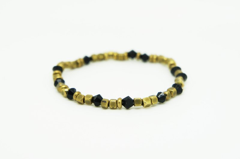 IF+｜晶与铜：纯铜奥地利黑水晶弹性手环 - 手链/手环 - 其他金属 金色