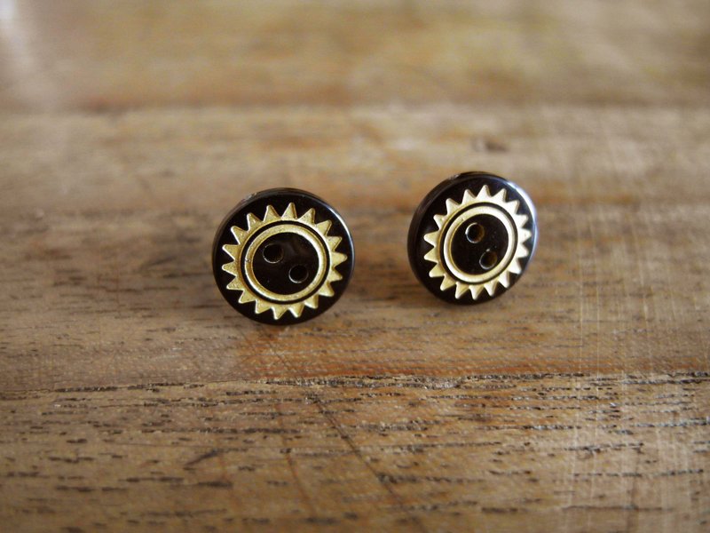 复时品【早期手工耳环：太阳图腾】 - 耳环/耳夹 - 其他材质 黑色