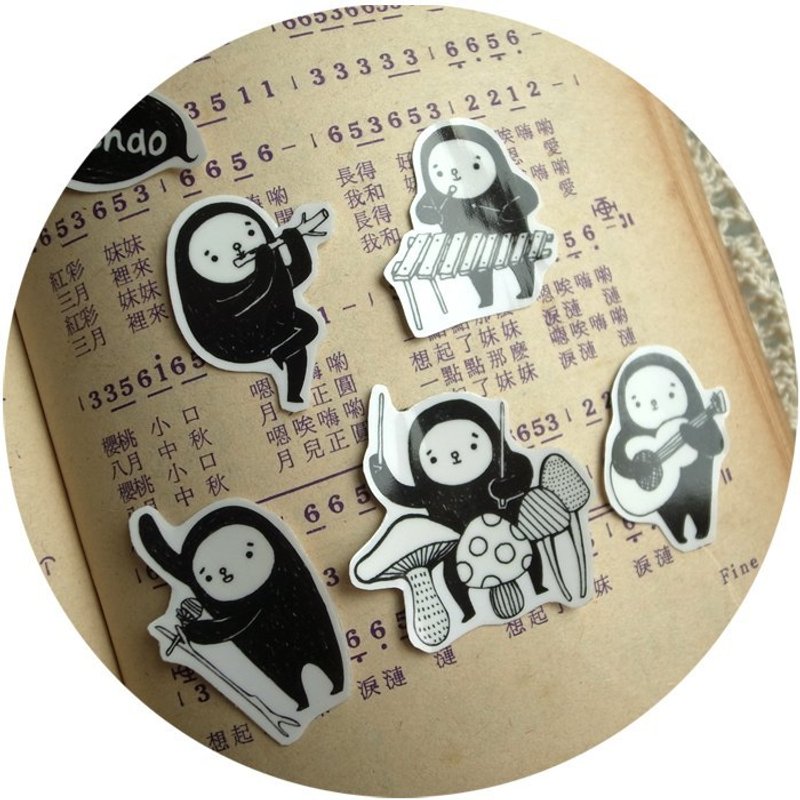 【透明/防水 贴纸】黑衣人大乐团 / 手工裁剪 限量发售 - 贴纸 - 纸 白色