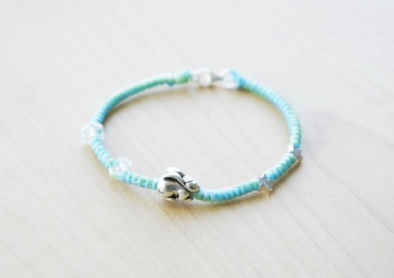 兔追星：纯银兔白水晶定制编织手环 - 手链/手环 - 其他金属 多色