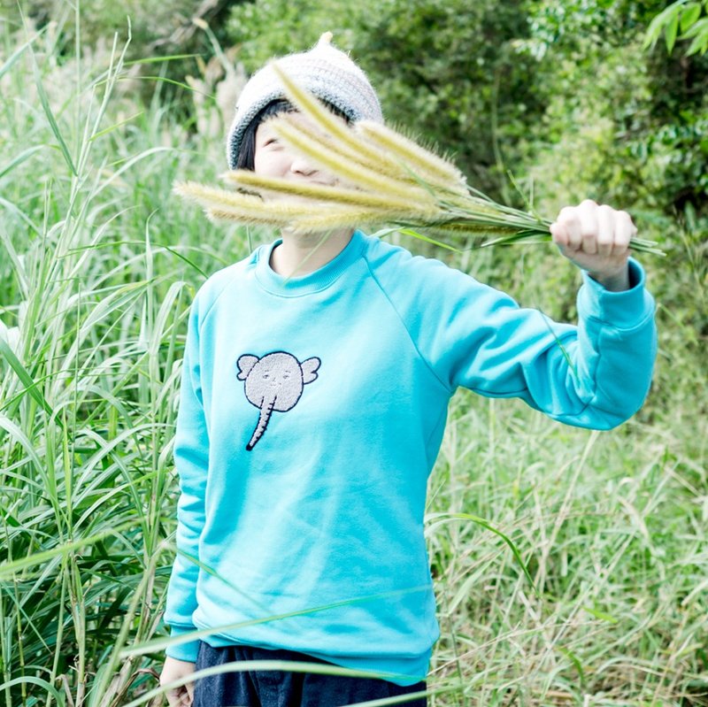 【再见折扣品】大象人-纯棉长袖上衣 - 女装上衣 - 棉．麻 蓝色