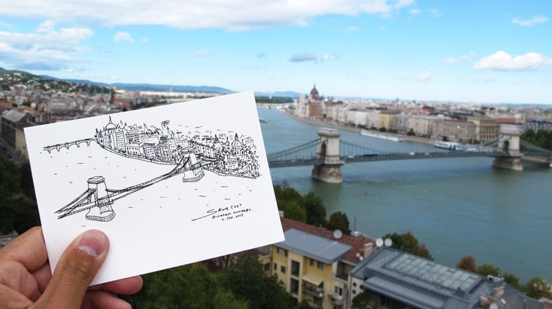 [36]布达佩斯的锁链桥 - 卡片/明信片 - 纸 白色