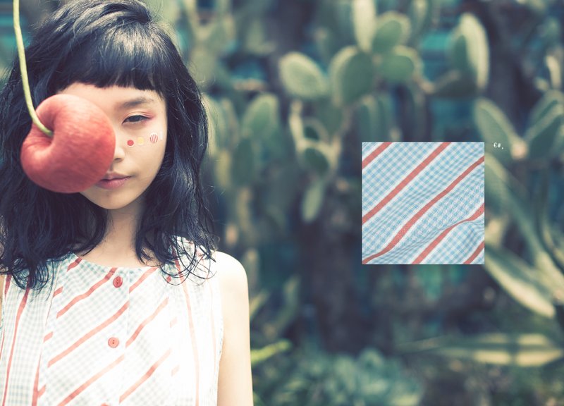 ｛Little Treasure｝小护士大口袋背心洋装 - 洋装/连衣裙 - 棉．麻 蓝色