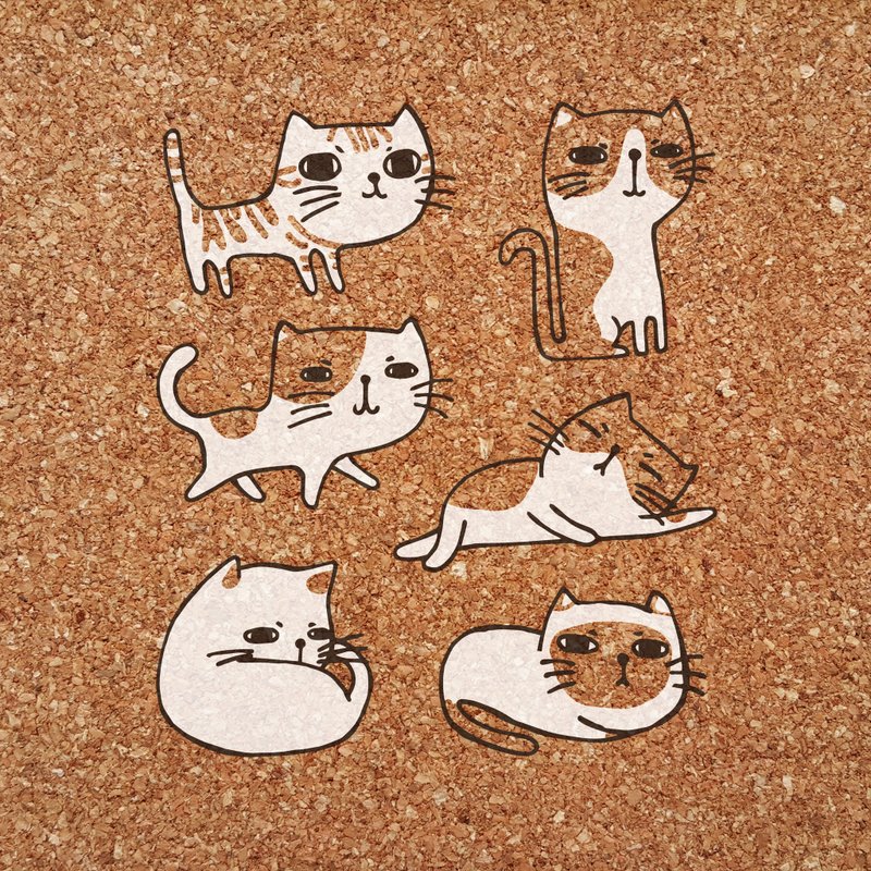 {139}好喜欢系列 之纹路猫猫，缕空透明贴纸 - 贴纸 - 防水材质 白色