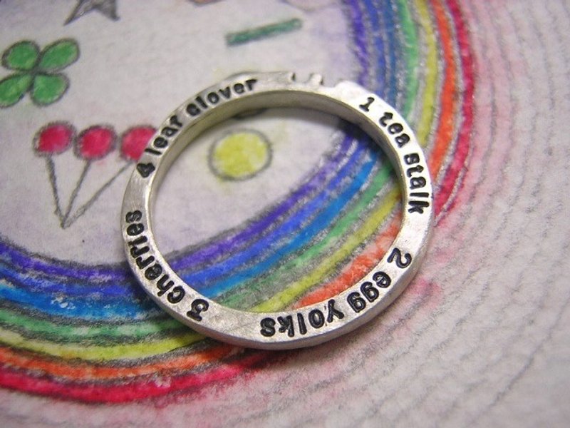 lucky beggar ( mille-feuille ) ( engraved stamped message sterling silver jewelry ring good luck charm amulet talisman 福气 造化 幸运 刻印 雕刻 銀 戒指 指环 ) - 戒指 - 其他金属 