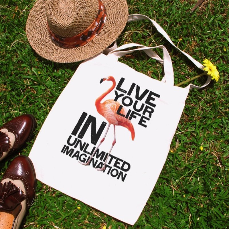 想像力是你的超能力-红鹤 直式帆布包 - 侧背包/斜挎包 - 棉．麻 