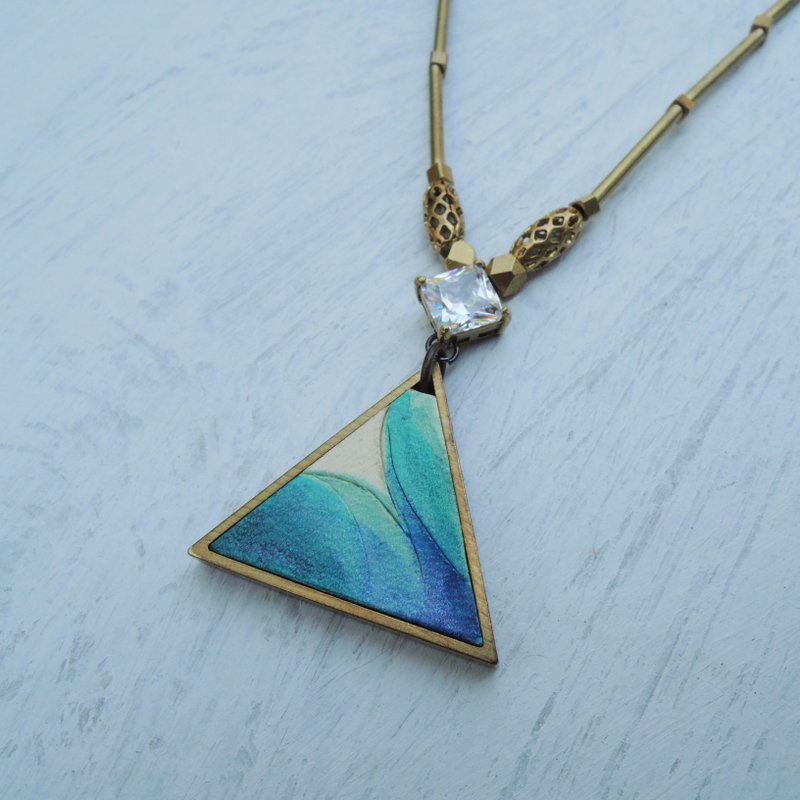 Natural Collection-Ocean海洋手染皮革黄铜短项链 - 项链 - 真皮 蓝色