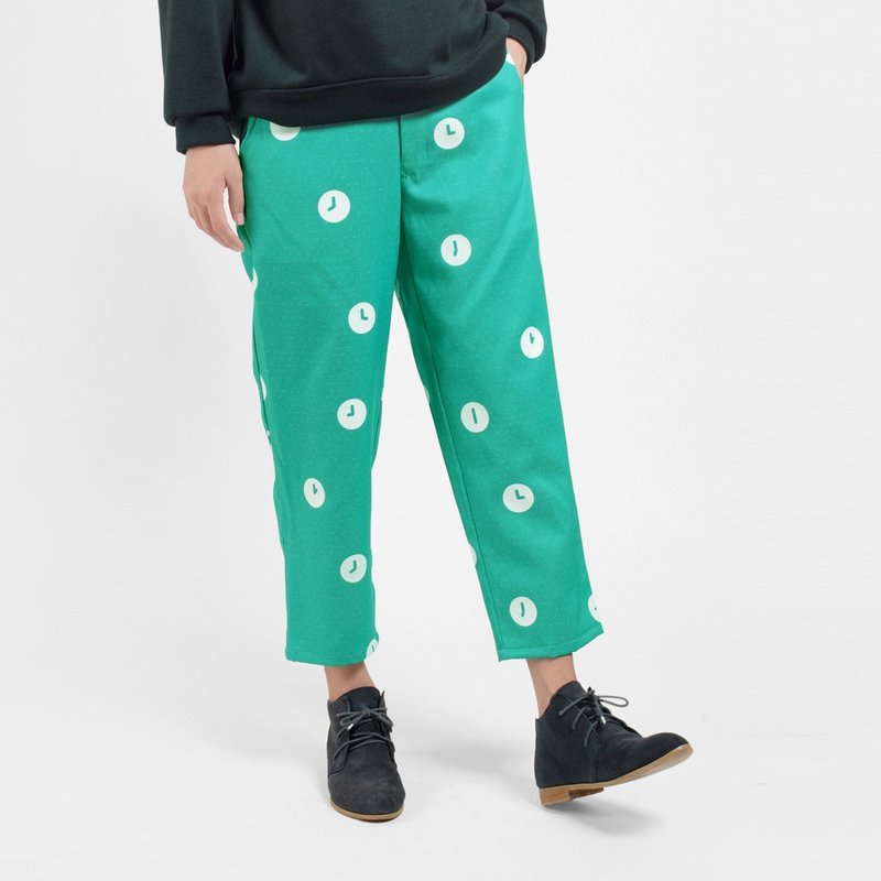 时间系列/绢印时间点点哈伦裤-草绿色 - 女装长裤 - 其他材质 绿色