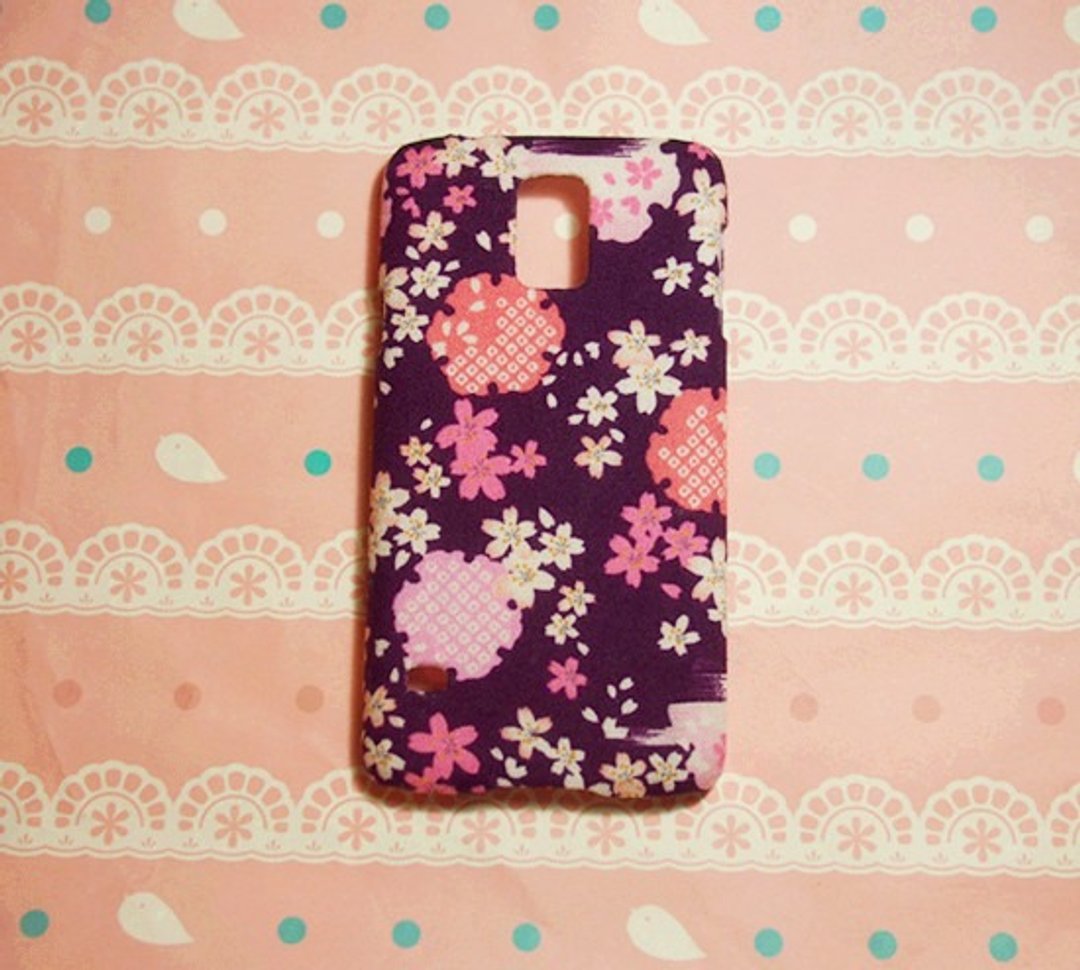 布艺 紫色和风樱花 保护套 手机壳 Samsung Galaxy Note5 Note3 Note4 S7 S6 S5 S4 S3 S2 LG Nexus 4 5 6 G2 G3 - 手机壳/手机套 - 其他材质 紫色