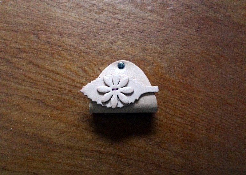 ✿心花开✿叶子别针 - 胸针 - 绣线 橘色