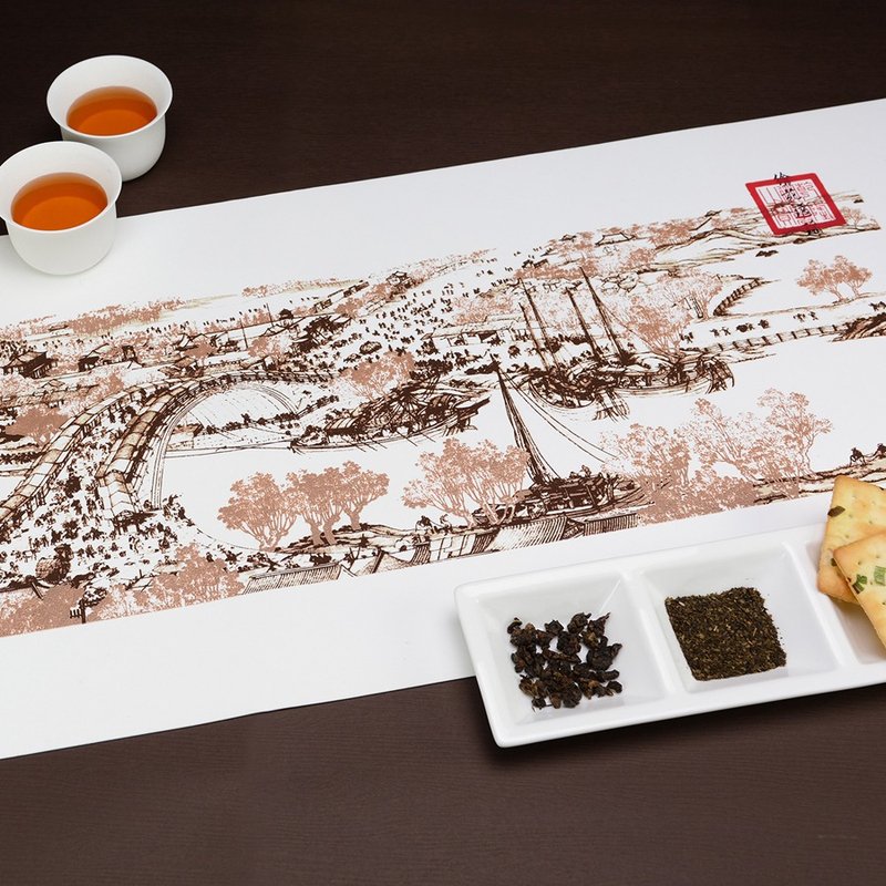 清明上河图清院本桌旗礼盒│硅胶文创 | 故宫授权 - 餐垫/桌巾 - 硅胶 白色