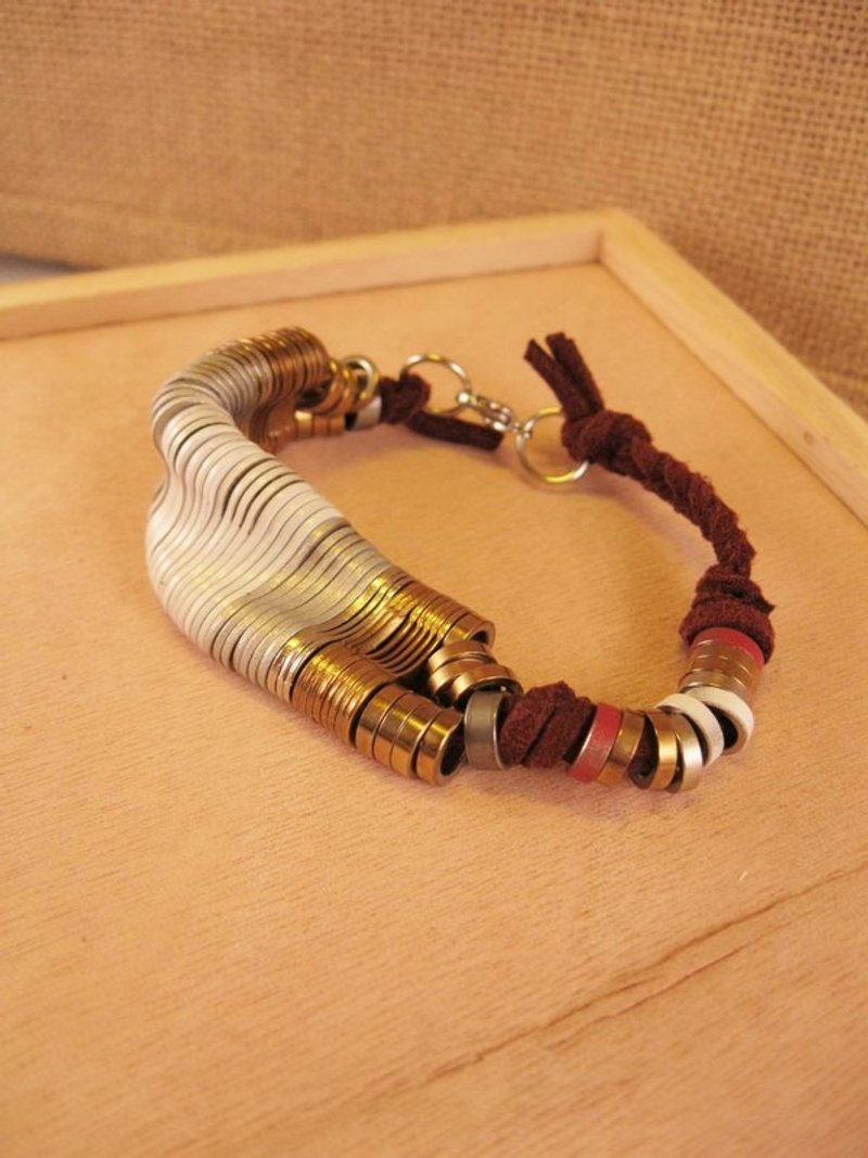 白色炼片之心●脚踏车链条炼片●手炼●编号0709 - 手链/手环 - 其他金属 金色