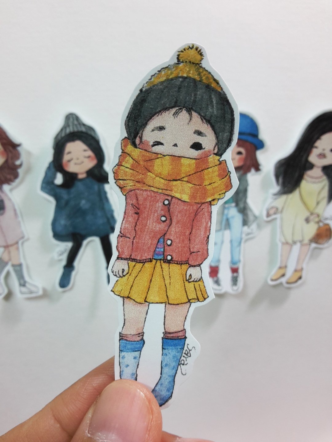 女孩们贴纸F组(五入一组) - 贴纸 - 纸 橘色
