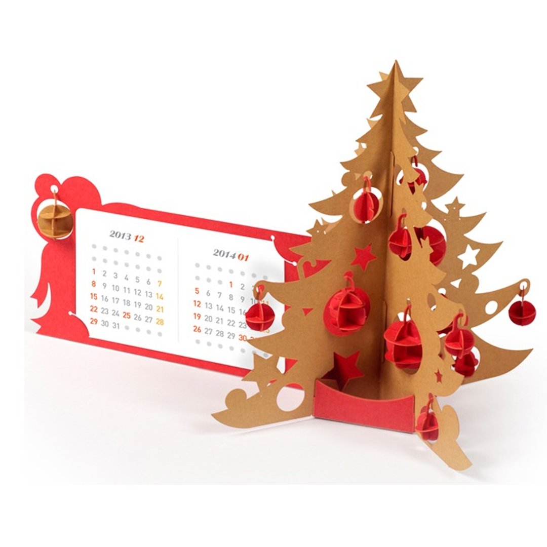 Papero纸风景 DIY迷你模型 - 圣诞树卡片(棕树)/Christmas Tree Card(Green &amp; Red)-入门简易包 - 木工/竹艺/纸艺 - 纸 咖啡色