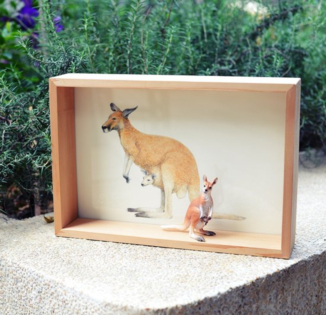 [画,动物 AnimalPaintingCollection]框饰--袋鼠/小长方 - 墙贴/壁贴 - 压克力 卡其色