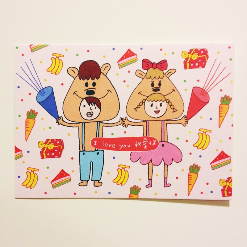 熊熊约会明信片 - 卡片/明信片 - 纸 粉红色