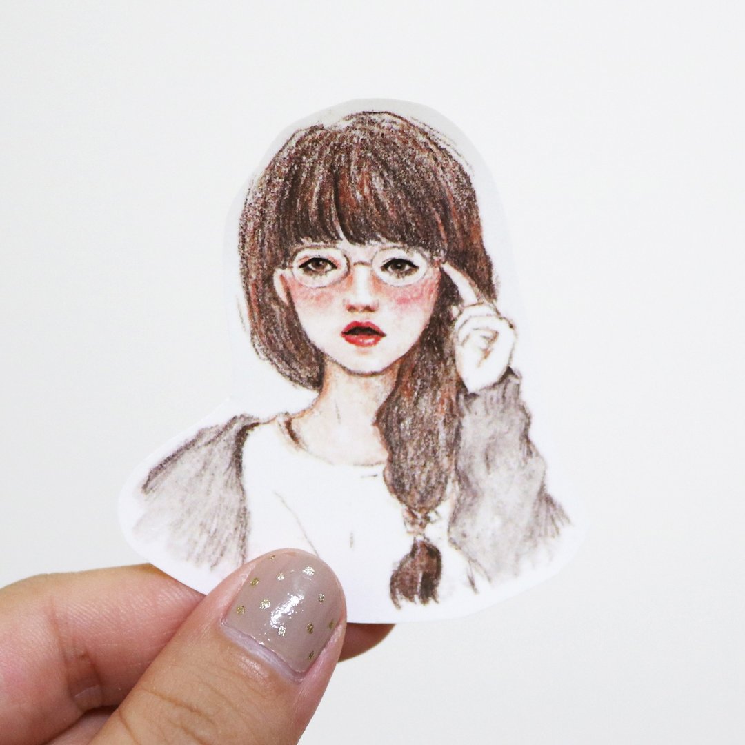 妃炫少女‘推眼镜’单张半身贴纸 - 贴纸 - 纸 