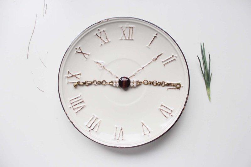 【Emerald.3 祖母绿了】荣耀系列。红虎眼石珍珠手链 - 手链/手环 - 宝石 红色