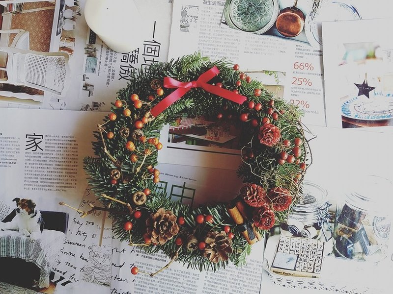 可立即出货▫One 花筒▫ merry xmas 诺贝松 经典红 干燥花花环 - 植栽/盆栽 - 植物．花 红色