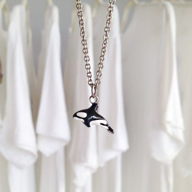 逆戟鲸珐琅项链 - 项链 - 其他金属 黑色