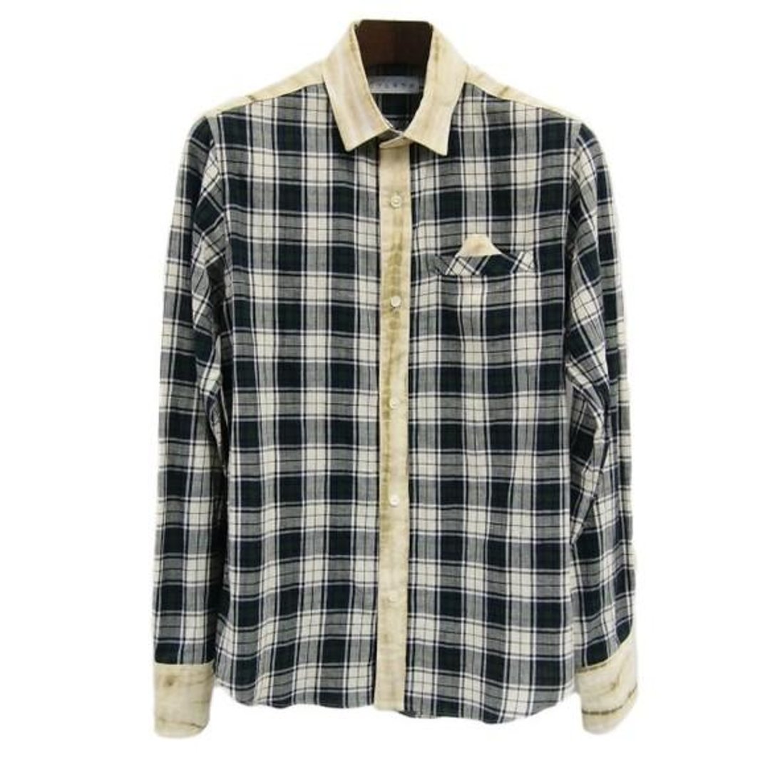 <Mサイズ>Traditional Craft Arimatsu Tornado Squeezed Fabric Switching Tie-dye Pocket Cotton Linen Check Shirt Beige Men's by Tsumugi Lab - 女装衬衫 - 其他材质 