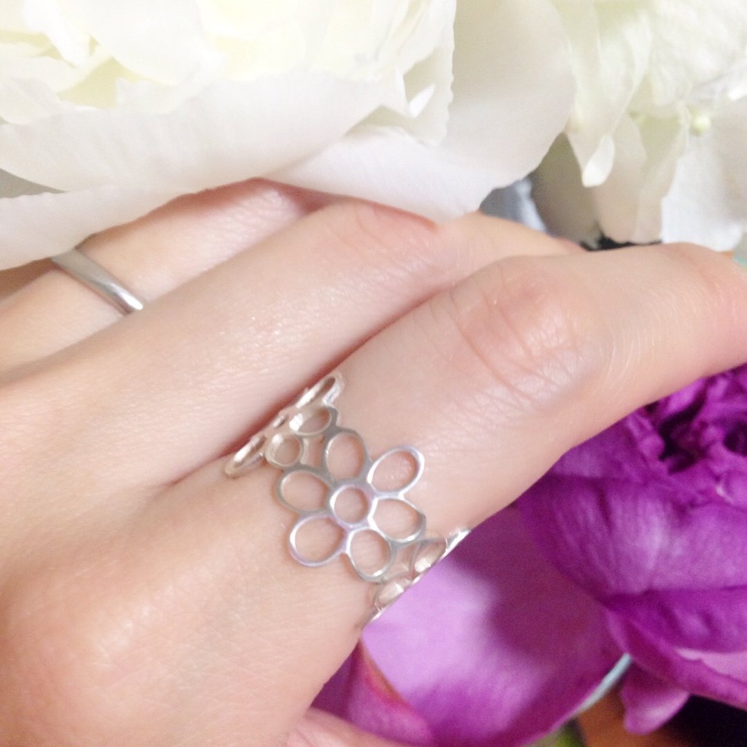 [Order production] ring / Silver 950 Lacey Flower & leaf motif design ※ No. 21-29 - 戒指 - 其他金属 灰色