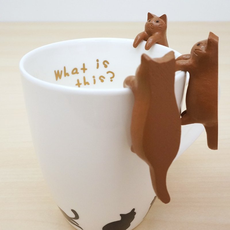 杯缘猫筷架-曼特宁 杯缘子 疗愈感满满 治愈小物 日本设计制作 家饰 摆饰 礼物 周年庆 - 摆饰 - 塑料 咖啡色