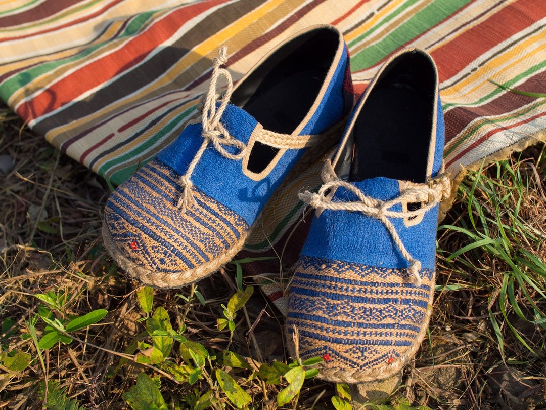 EARTH.er  │"NAGA POOL" 天然的大麻布休闲鞋● "NAGA POOL" Hemp Casual Slip-On Shoes│ :: 香港原创设计品牌 :: - 女款休闲鞋 - 棉 蓝色