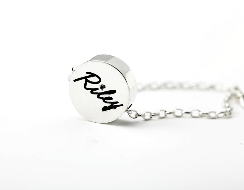 订制手链 可爱字牌-大圆 姓名 英文文字 手链 925纯银手链-ART64 - 其他 - 纯银 银色