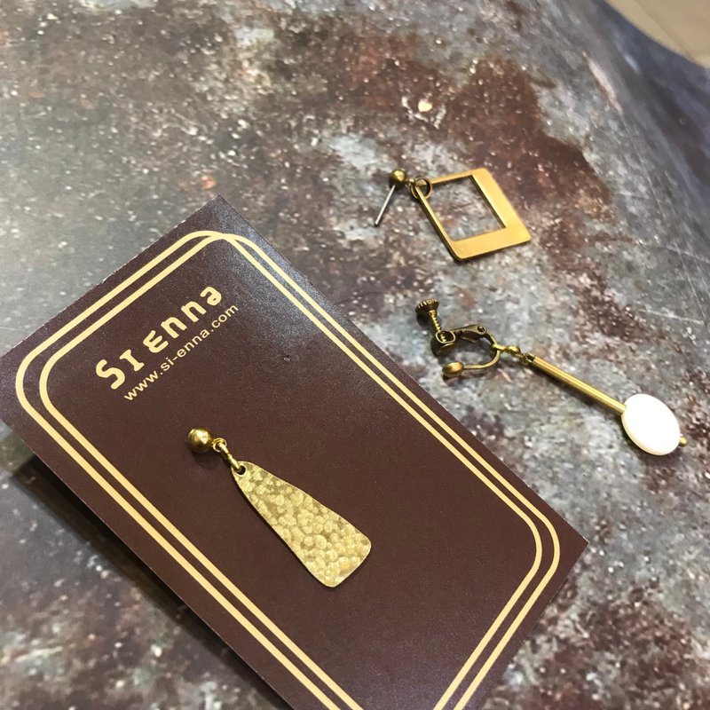 Sienna黄铜耳环设计感铜耳环(可选要夹式或耳针)*卖场为单只价钱 - 耳环/耳夹 - 铜/黄铜 金色