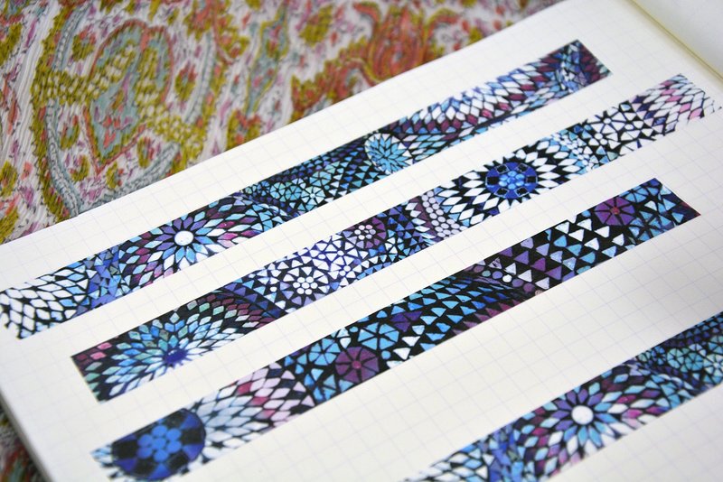 热卖品特价【印度绣村自足企划】琉璃灯-水光 - 纸胶带 - 纸 蓝色