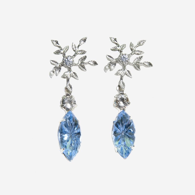 [Indigo] 冰雪耳环 frozen earrings - 耳环/耳夹 - 其他金属 蓝色
