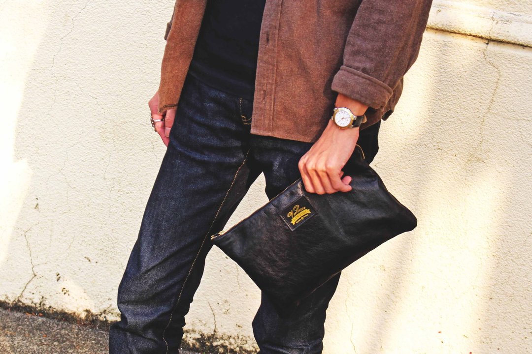 VULCAN Kangaroo Leather Clutch 手拿包 柔软坚韧 袋鼠皮/山羊皮 Vegetable Goatskin leather / Kangaroo leather - 手拿包 - 真皮 咖啡色