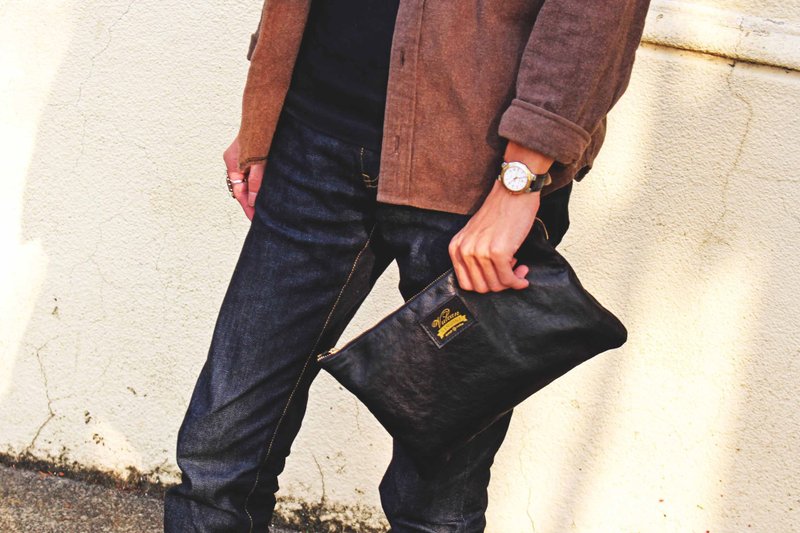 VULCAN Kangaroo Leather Clutch 手拿包 柔软坚韧 袋鼠皮/山羊皮 Vegetable Goatskin leather / Kangaroo leather - 手拿包 - 真皮 咖啡色