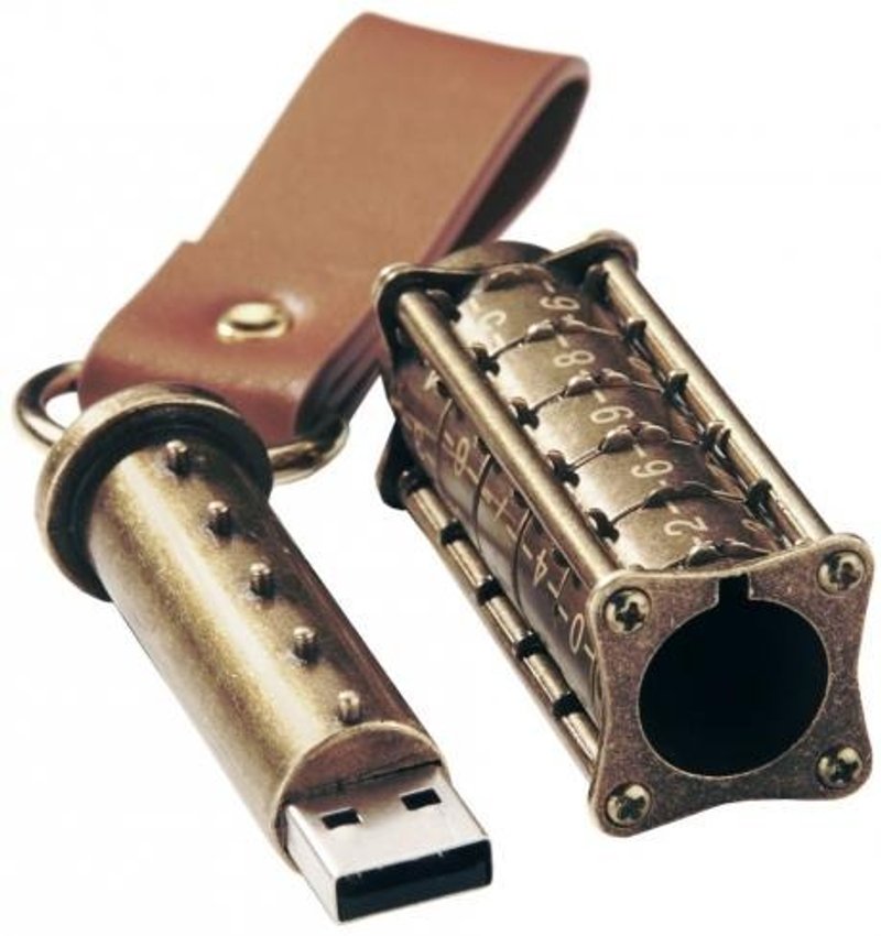 终极密码锁随身碟_16 Gb_USB2.0 - U盘 - 其他金属 金色