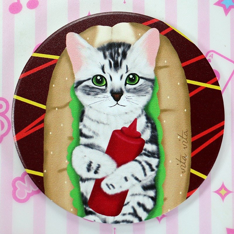 VITA VITA ◆ 猫 // 陶瓷吸水杯垫系列 // 猫咪大亨堡 - 杯垫 - 其他材质 红色