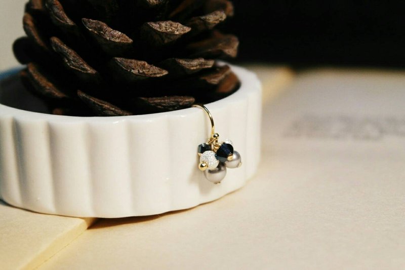 《仰望星空系列 》18K包金 失落的星球 单边耳环 耳夹 耳钩 - 耳环/耳夹 - 宝石 