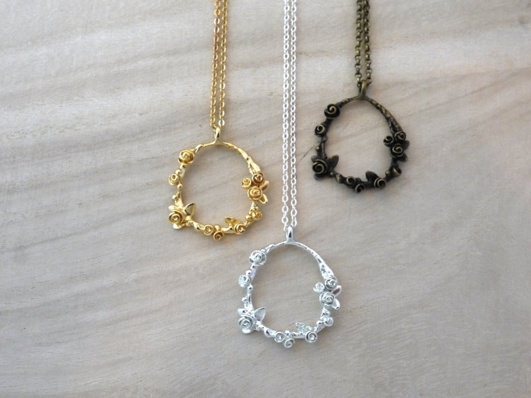 【金夏琳 · 饰品】 玫瑰园项链 金/银/古铜 三色 - 项链 - 其他金属 